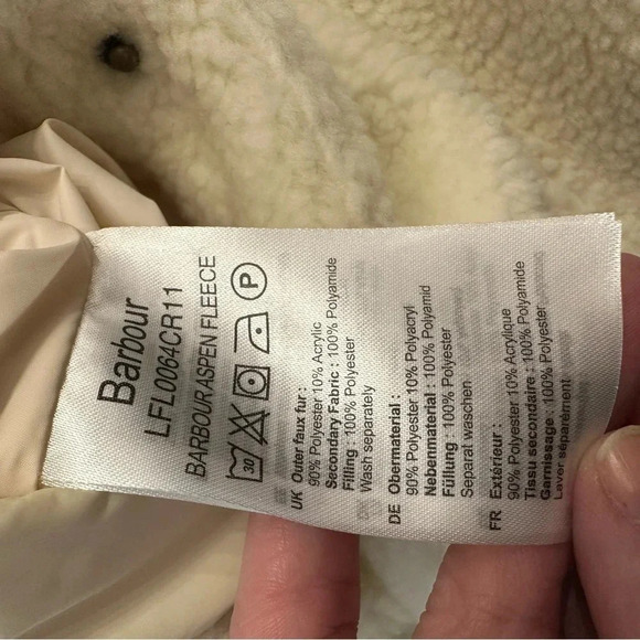 Barbour Aspen Plus Size Fleece Women’s Cream Jacket with Pockets Size 3X NWT - Picture 8 of 9